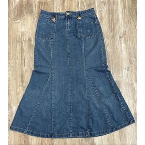 Christopher & Banks High Waisted Flared Denim Midi Jean Skirt Women’s Plus Sz 4